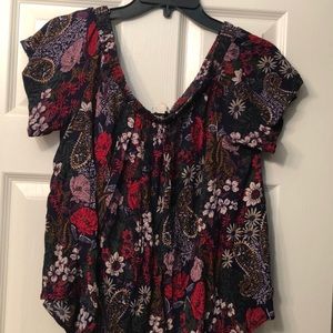 Floral print off the shoulder top